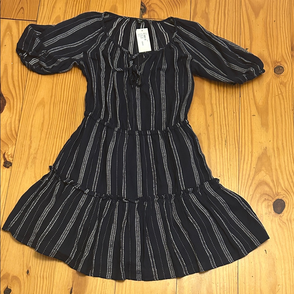 Rails Navy & White Striped Tiered Mini Dress